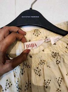 Biba Creme Ethnic Golden Printed Palazzo