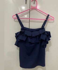 Ruffle Navy Blue Top
