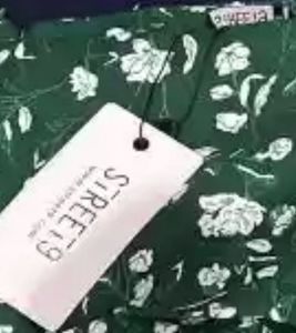 Women Green Printed A-line Ruffle Dress
