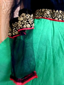 Layered Green And Black Dress/Kurti