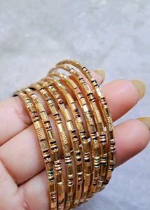 Golden Color Metal Bangle Set Of 8 &amp; Size-2&#34;8