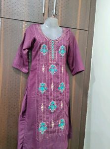 Purple Embroidered Kurta Set