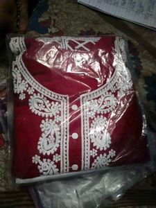 Maroon Embroidered Kurti Set