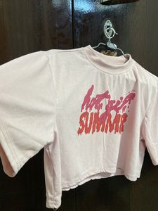 Baby Pink Printed Crop Top