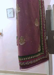 Elegant Pink Embellished Saree