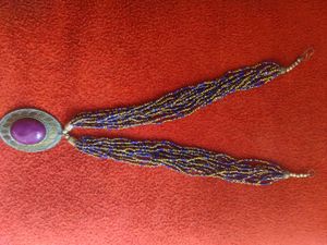 Beaded Purple Pendant Necklace