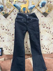 Black Flare Leg Denim Jeans
