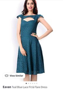 Teal Blue Lace Fit and Flare Dress