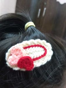 Dual Hearts Crochet Hair Clips