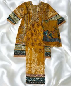 Winter Pakistani Full Sleeve Yellow 3 Piece Set