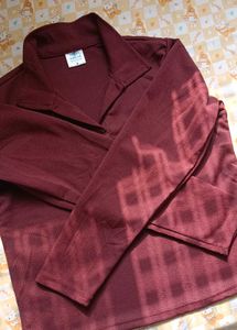 Brown Ribbed Long Sleeve Top