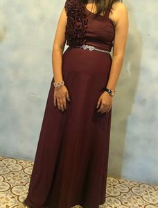 Marron One Shoulder Party Gown 👯