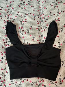 Black Bow Front Crop Top
