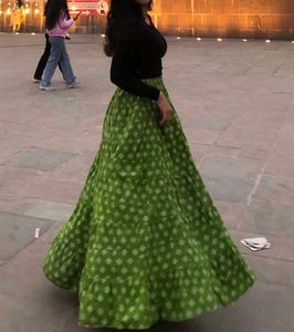 Green Floral Print Ethnic Skirt