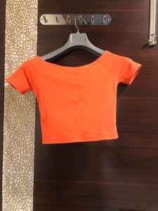 Boatneck Orange Crop Top