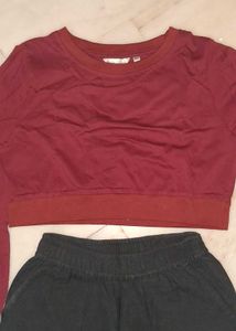 Crop Top Amd Cotton Joggers Combo