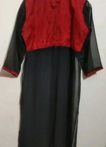 Black &amp; Red Front &amp; Side Cut Kurti For 36 Bust