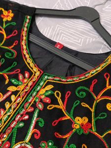 Embroidered Black Ethnic Gown