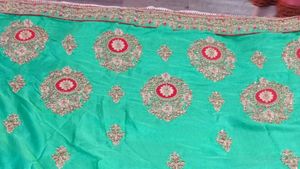 Exquisite Sea Green Designer Saree