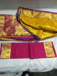 Multicolor semi Silk Saree With Blouse
