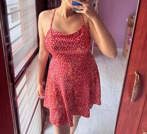 Red Floral Mini Dress