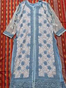 Lucknowi Blue Chikankari Kurta