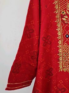 Red Printed Kurta