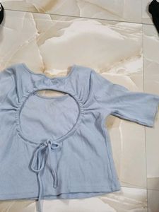 blue backless h&amp;m cropped top