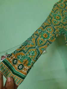 Green And Yellow Beautiful Cotton Kurtha