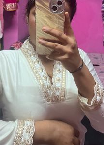 Elegant White & Gold Kurta