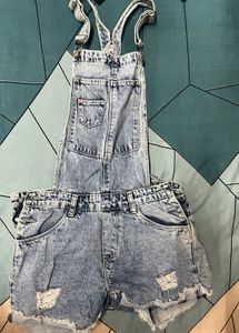 Denim Dungaree Shorts