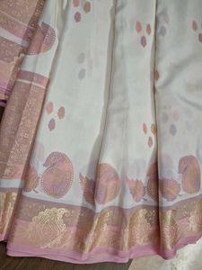Elegant White &amp; Pink Saree