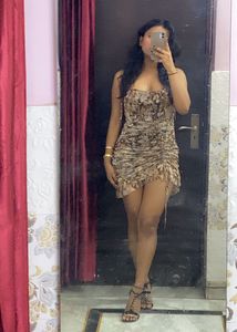 Brown Print Mini Dress