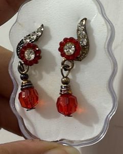 Red Floral Dangle Earrings