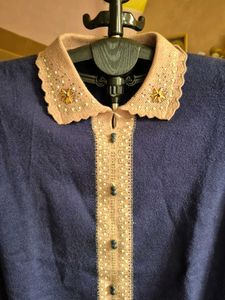 Navy Blue Collar Sweater