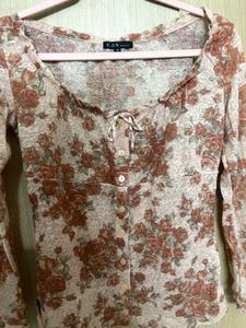 Romantic Floral Long-Sleeve Blouse