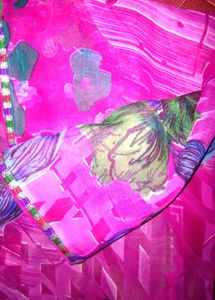 Pink Floral Print Saree