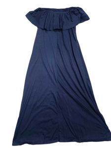Navy Blue Off-Shoulder Maxi Dress