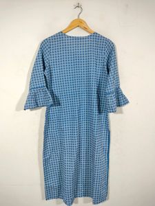 Blue Embroidered Midi Dress