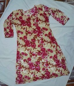Velvet Flowers Print Kurti 💞