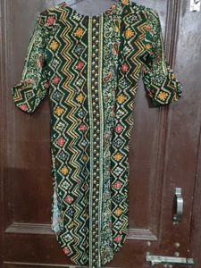 Green Printed Ethnic Kurti salwar dupatta