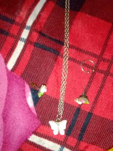 Butterfly Necklace & Floral Earrings