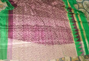 Elegant Green &amp; Brown Saree