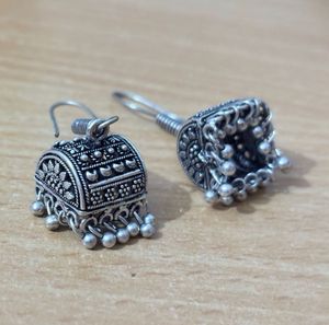 Silver-tone Jhumka Earrings