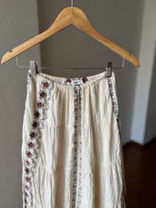 Zara Embroidered Cotton Long Skirt