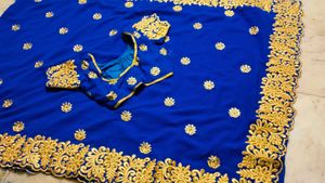 Blue Embroidered Saree