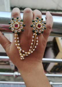 Statement Kundan Slave Bracelet Ring