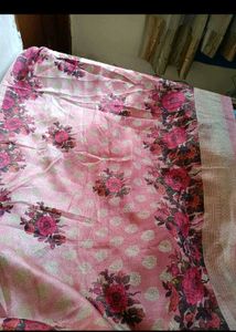 Beautiful Roses Printed Pink Banarasi Saree🌹💕