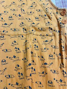 Girls Solid Cotton Dungaree