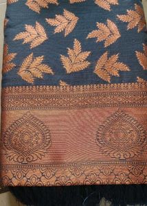 Elegant Blue & Bronze Saree